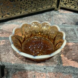 Vintage Fenton Brown Opalescent Scalloped Grapes Bowl Pre Owned  6 Inch